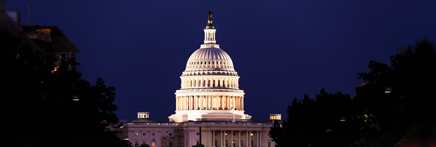 US Capitol at night